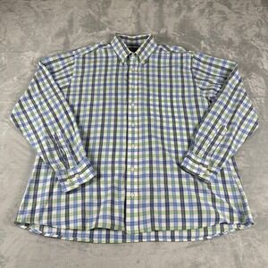 Gitman Bros Plaid Button Down Shirt Mens XL Blue Green Made in USA Preppy Ivy